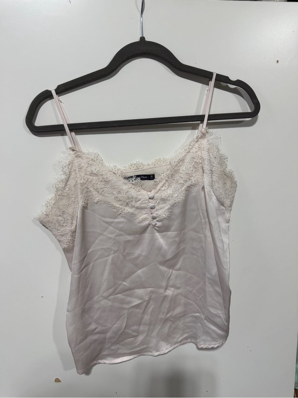 Abercrombie & Fitch Lace-Trim Satin Cami in Light Pink